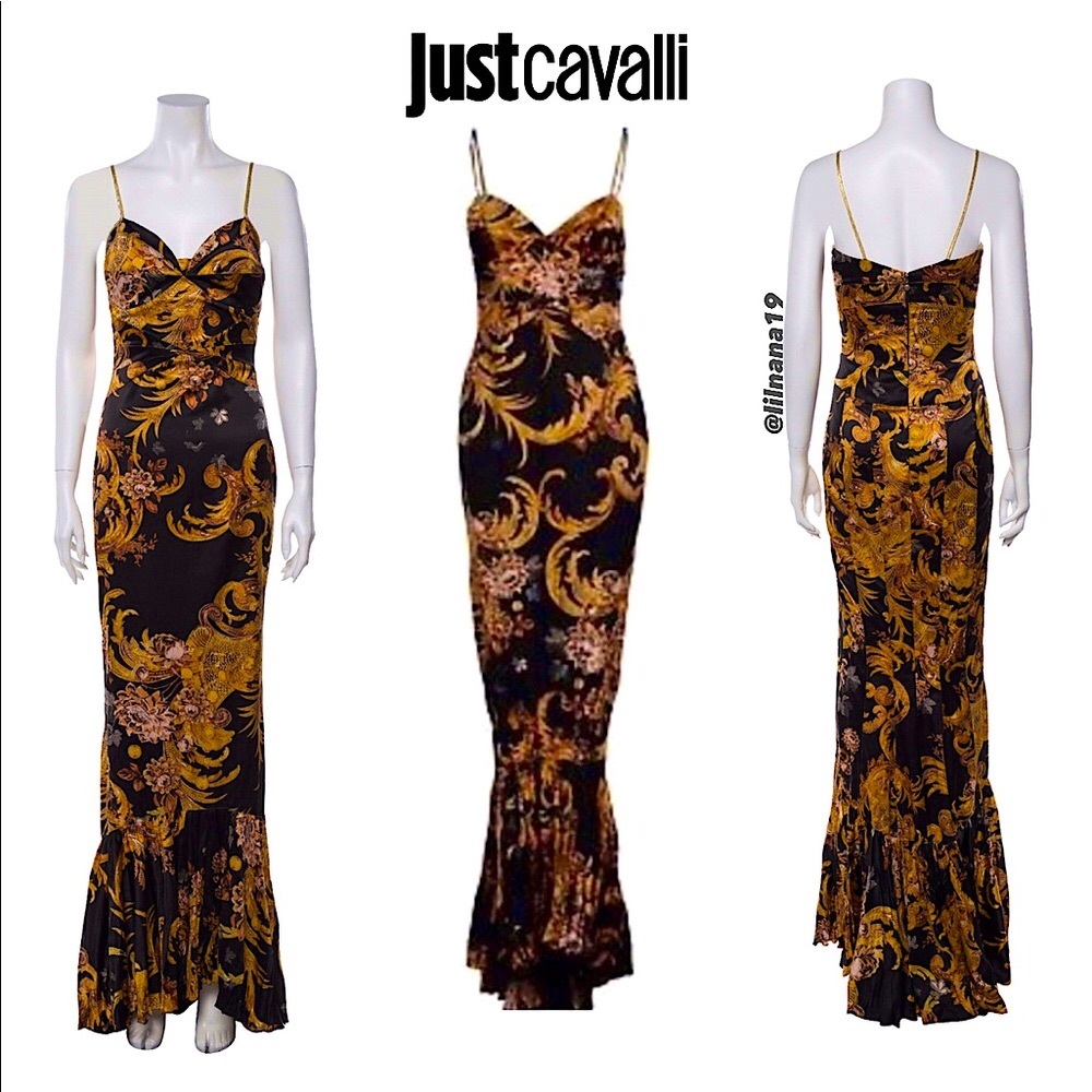 ROBERTO CAVALLI Long Maxi Dress Gown Sz IT48 (XL)